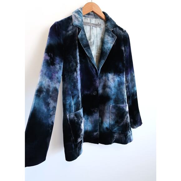 RAQUEL ALLEGRA Velvet Silk Single Breasted Tie Dye Blazer Jacket SSENSE 1 S $800 - Picture 3 of 16